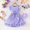 thumbnail image 2 of mgoYE Easter Little Girl Dress Girls Summer Dresses Cute Ruffle Sleeve Flowy Dress(Light Purple,7-8 Years), 2 of 9