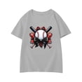 thumbnail image 6 of YUEHUA Back To Sch+ool Supplies Summer Boys Girls and Children's Short Sleeved Baseball Patterned Casual Loose Fitting Short Sleeved T Shirt, Size 10-11 Years, 6 of 6