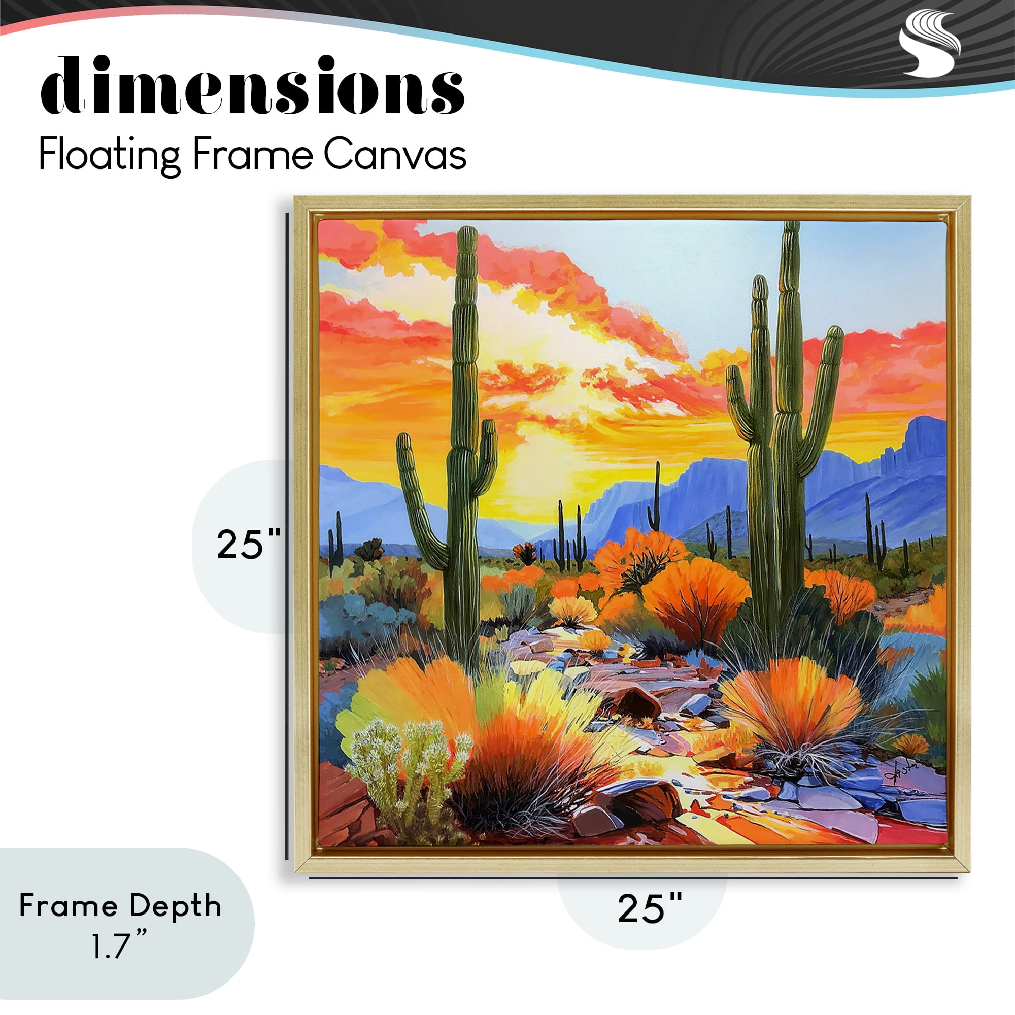 Stupell Industries Desert Splendor Cacti Gold Framed Floater Canvas Wall Art, design by John Jaster