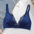 thumbnail image 5 of Feancey Womens Lace Bras Deep V Plunge No Underwire Bra Adjustable Straps Triangle Bralettes Breathable Lingerie Bra for Date Night Blue S, 5 of 8