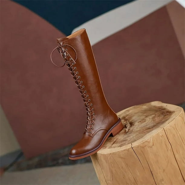 Black genuine leather knee high boots deals