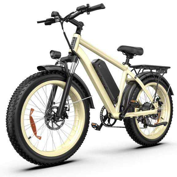 Helokeep Large Frame Electric Bike for Adults - 26" Ebike, 48V 15.6AH UL 2849 Battery, 28MPH, Front Suspension, Adjustable Seat, 330lbs Capacity, Desert Sand