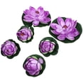 thumbnail image 3 of 6 lirios de loto artificiales de plástico para estanque, decoración del hogar - 4 tallas M y 2 tallas L (morado), 3 of 8