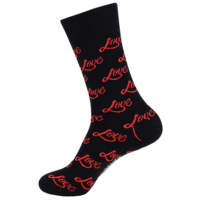 Fgnfyis Chaussettes de Saint-Valentin pour Femmes, Chaussettes Mi-Longues pour Femmes en Forme de Cœur à Couleurs Contrastantes, Mignonnes, Rouges