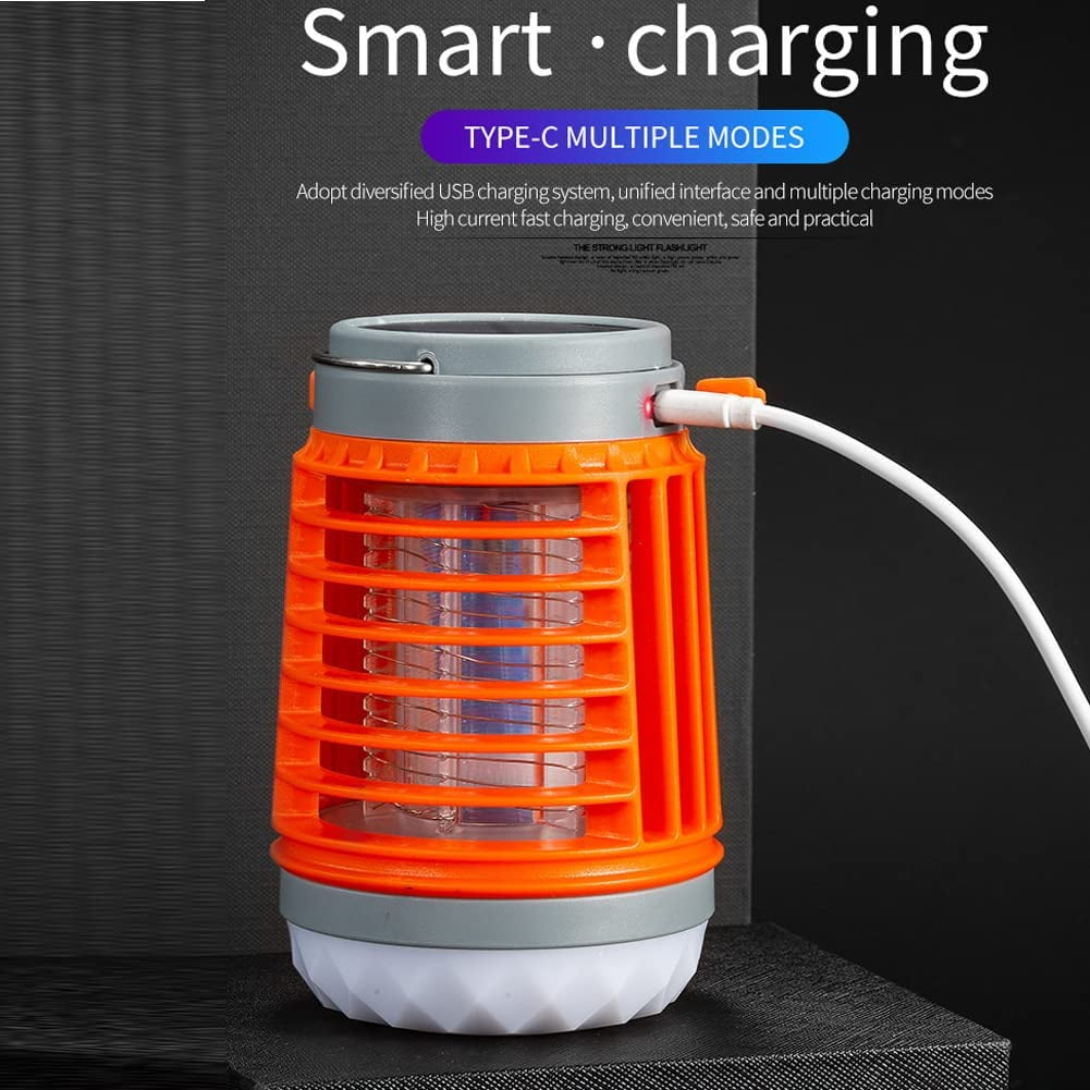 SUTENG Bug Zapper, Bug Zapper Outdoor Lamp Electric shock Mosquito Zapper, Bug Zapper Outdoor Solar and USB Charging Orange