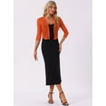 thumbnail image 4 of DARING DIVA Open Front Bolero 3/4 Sleeve Chiffon Shrugs Mesh Cardigan S Orange, 4 of 6