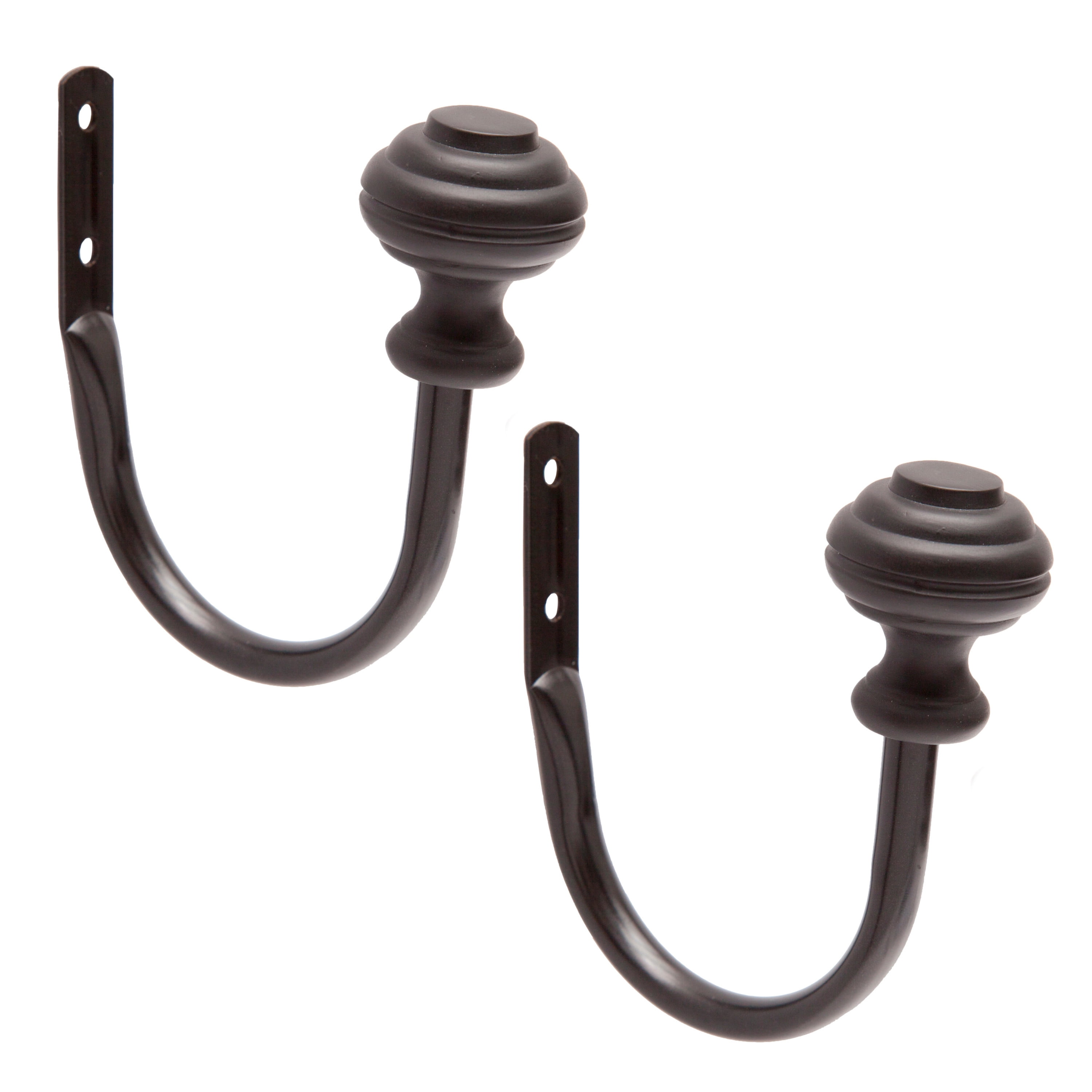 (2 pack) Mainstays Cedric Knob End Decorative Curtain Holdback Set, Black, Set of 2