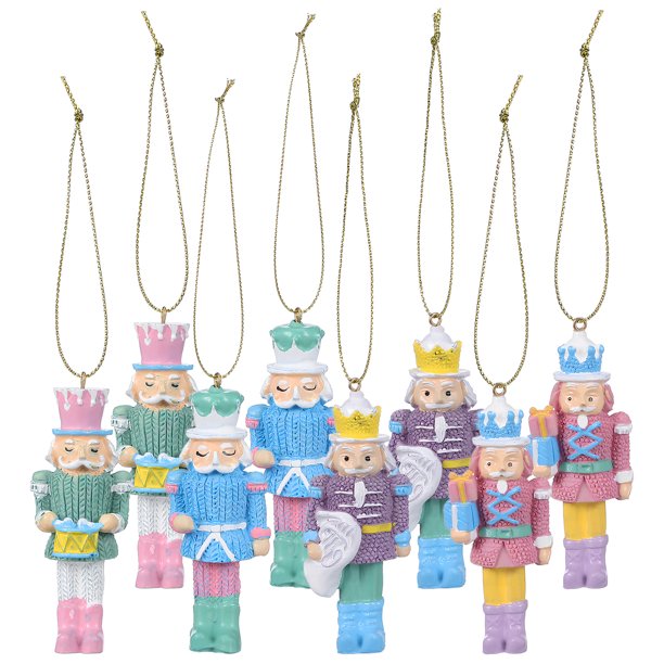 8 adornos de cascanueces, mini soldados cascanueces de madera, figuras colgantes de cascanueces para decoración navideña