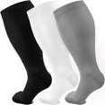 thumbnail image 1 of MesaSe 3 Paires Chaussettes de Compression Grande Taille pour Femmes Hommes Mollet Grand 20-30 mmHg Très Grandes pour Soutien de la Circulation Récupération 4TG, 1 of 7