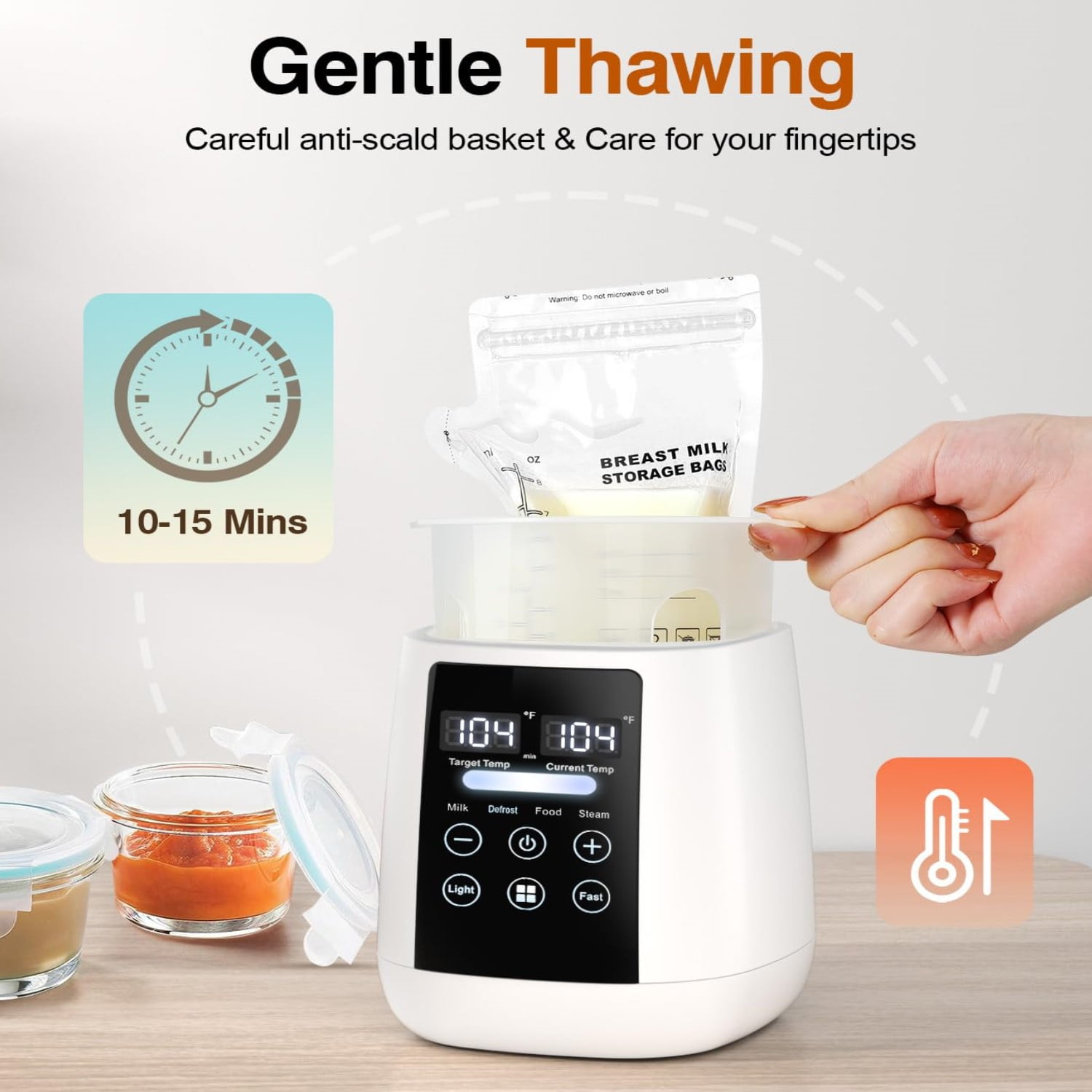 Behome Bottle Warmer, 48Hours Keep Warm, Fast Milk Warmer for Breastmilk and Formula, Accurate Temperature Control & LED Light, for All Bottles, White