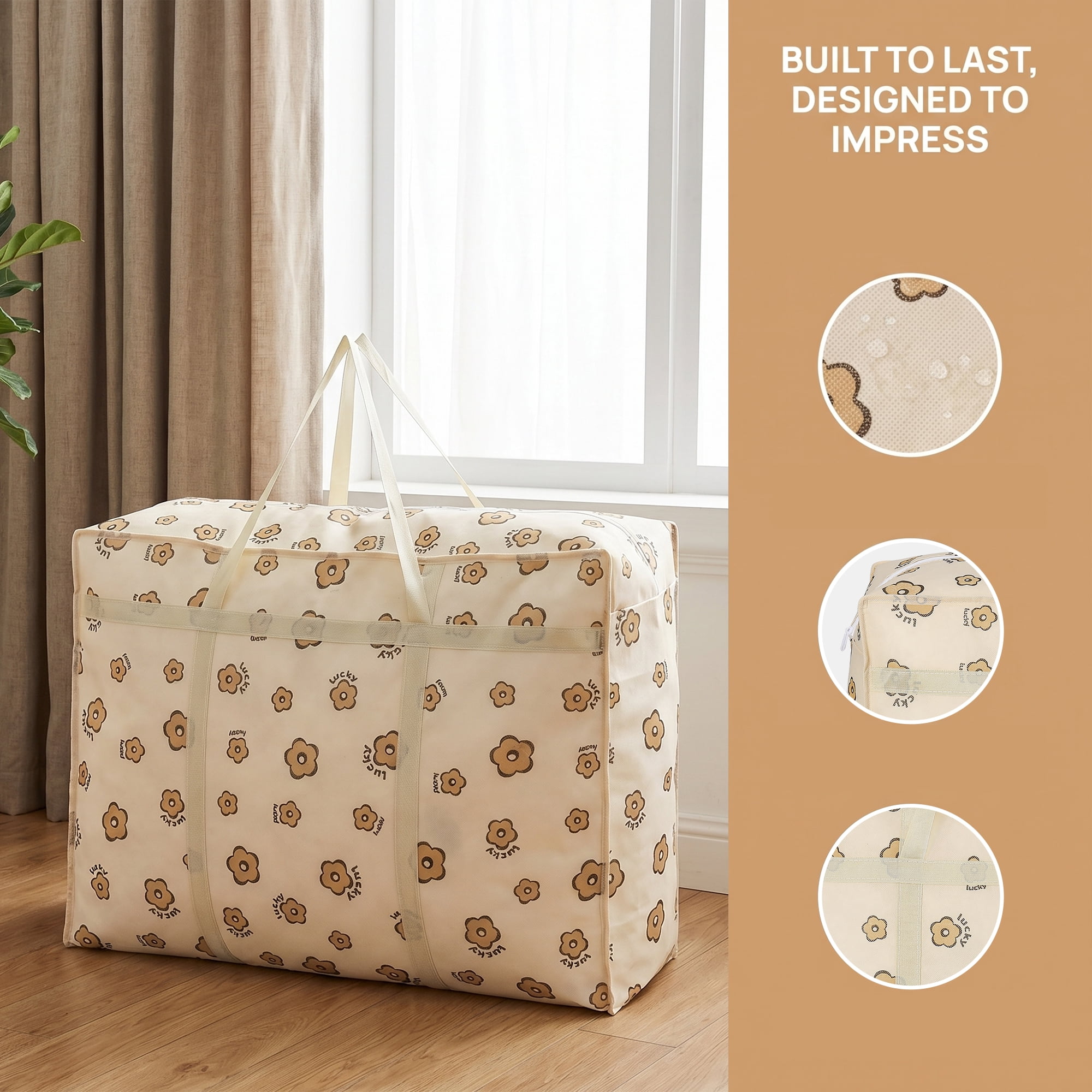 Unique Bargains Foldable Storage Bags for Organizing Clothing Flower 27.6"x19.7"x9.8"