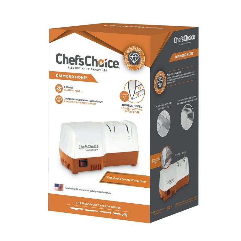 Chef'sChoice 2-Stage Electric Knife Sharpener, White/Orange, D202 