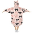 thumbnail image 2 of joogoo Wearable Blanket Hoodie for Pink Black Bows Flannel Sherpa Pocket 3-14 YR S, 2 of 7