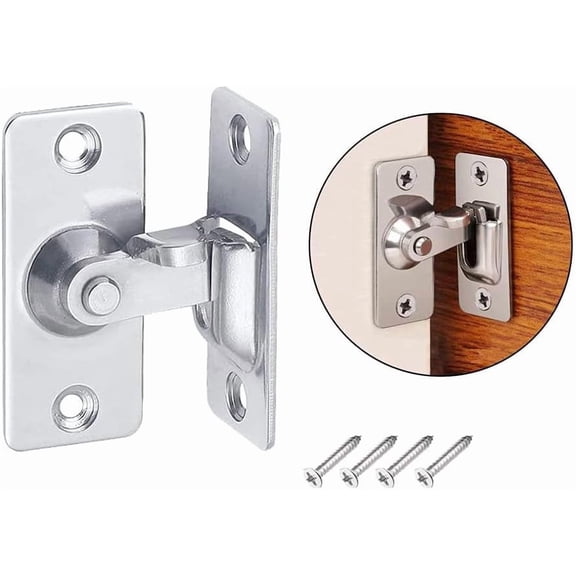 EaseDay 90 Degree Right Angle Barn Door Lock, Heavy Duty Stainless Steel Sliding Door Latch for Garden Gates, Cabinets and Screen Doors, Silver, 1 Pack