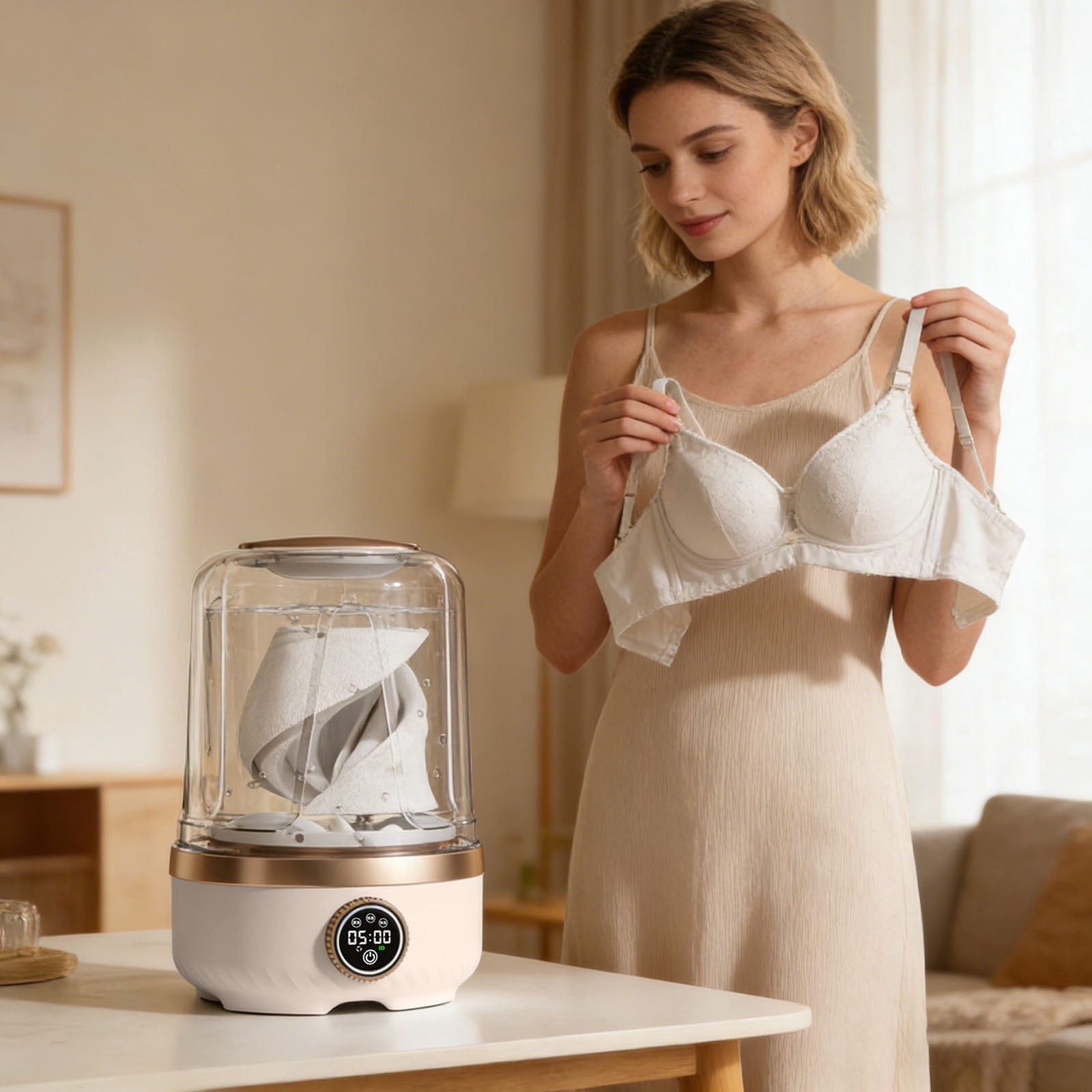 Poetable Washing Machine, 3 Speed,Rechargeable, 2L, for Bras,Bralettes,Socks,Briefs, Home Camping Travel Laundry Small Wash Machine