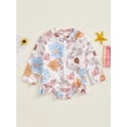 thumbnail image 2 of Sunloudy Toddler Girls Rash Guard Long Sleeve Floral Print Swimsuits Zipper Bathing Suits, 2 of 7