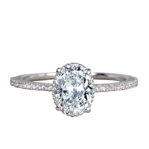 1.25 Carat Solitiare Wedding Ring Oval cut Moissanite & Moissanite with 18k Gold Plating