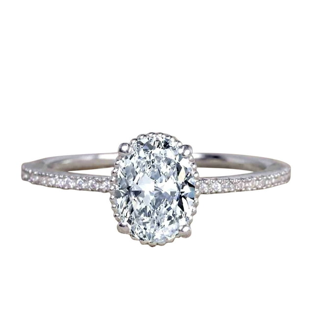 1.25 Carat Solitiare Wedding Ring Oval cut Man made diamond moissanite ...