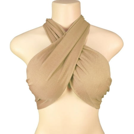On Sale! pstuiky Womens Strapless Tops  Women S Solid Color Neck And Chest Tied Strapless Top Halter Neck Wrap  Backless Bandeau For Casual & Night Out  Suit Strapless Bra Alternative  Comfortable Fi