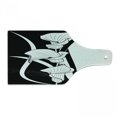 thumbnail image 1 of Art Nouveau Cutting Board, Crevalle Blossom Background in Contrasting Tones Illustration, Decorative Tempered Glass Cutting and Serving Board, Wine Bottle Shape, Black and White, by Ambesonne, 1 of 1