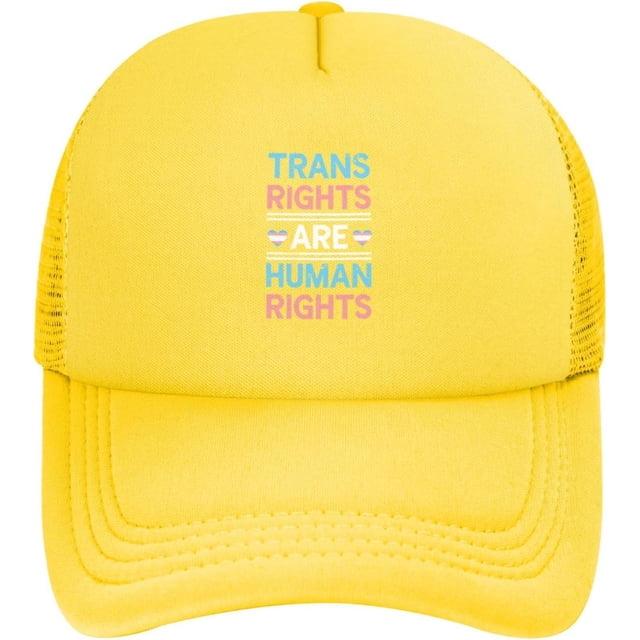 Trans Rights are Human Rights LGBT Mesh Trucker Hat Women Baseball Cap Men Golf Dad Hat Sun Hat Cowboy Hat Black