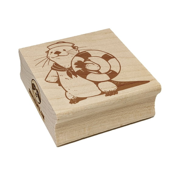 Sailor Sea Otter with Life Preserver Square Rubber Stamp Stamping Scrapbooking Crafting - Small 1.25in