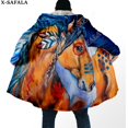 thumbnail image 2 of Cazador de Sueños nativo con estampado 3D de plumas de caballo para hombres, abrigo grueso y cálido con capucha, abrigo de lana a prueba de viento, bata, manta, 3, 2 of 4