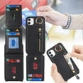 thumbnail image 3 of iPhone 11 Case with Card Holder for Women, iPhone 11 Phone Case Wallet with Strap Credit Card Slots Crossbody with Kickstand Zipper Case for iPhone11 - Black, 3 of 14