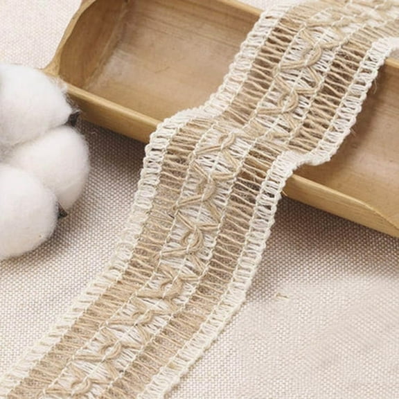 2M Linen Ribbon Decoration Ribbons Tan 1-3/4 inch(43mm) diy