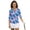 Blue Pink Palm Tree Print, variant on HUIACONG Colorful Floral Pattern Athletic Polo Shirts, Quarter Zip Anti-Wrinkle Womens 3/4 Sleeve Golf Shirts Fashionable Ladies Golf Top 3/4 Sleeve