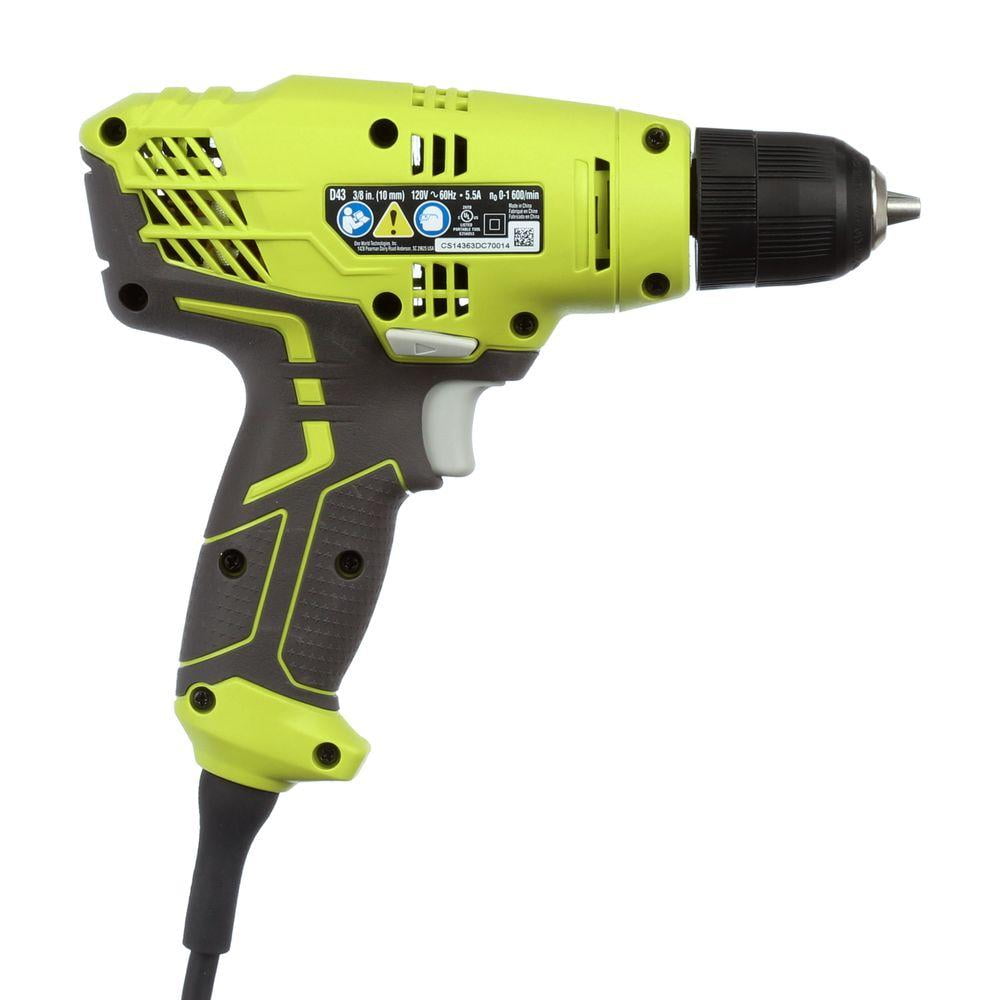 Variable Speed Compact Drill//Driver with Bag RYOBI 5.5 Amp Corded 3//8 in