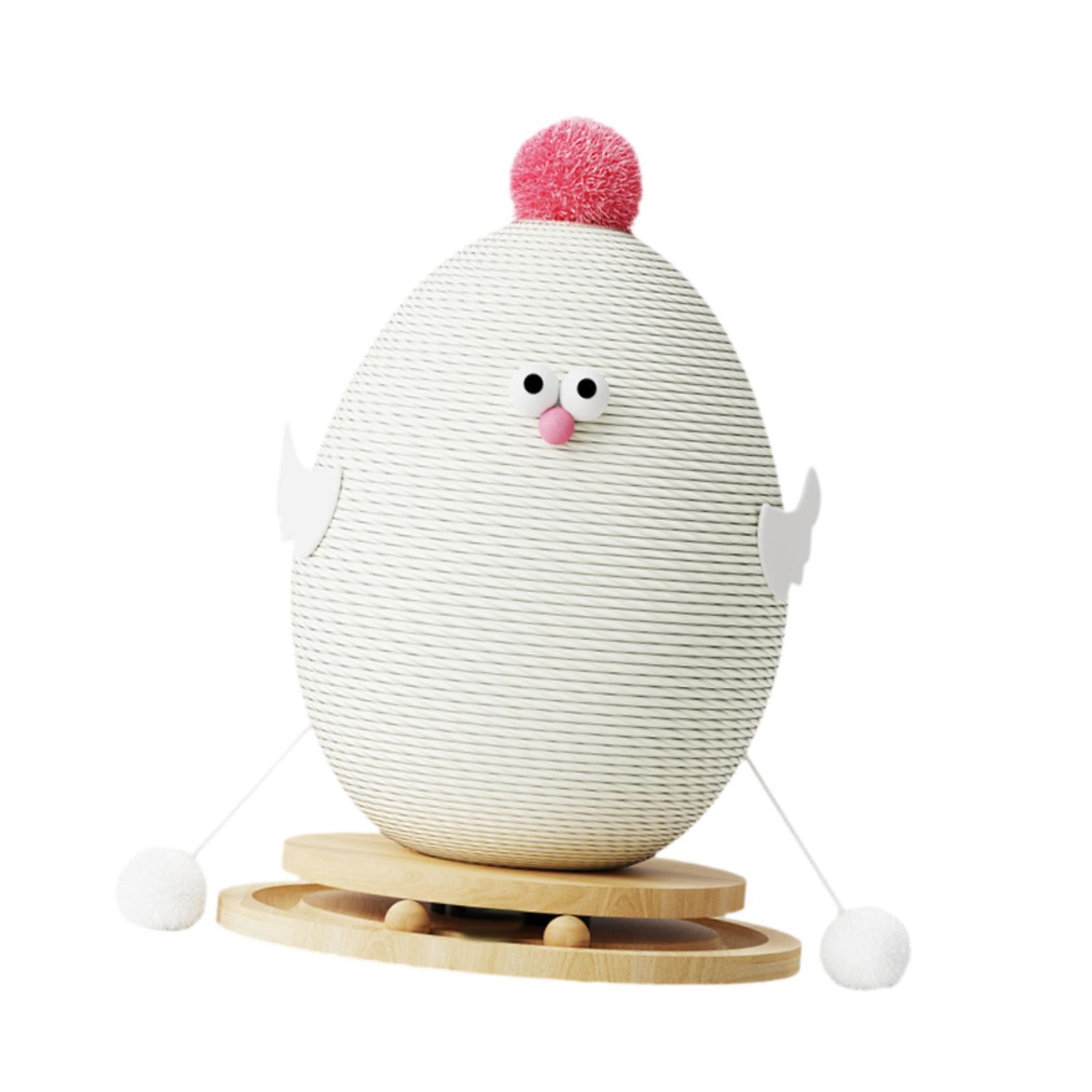 CarpNettore Cat Scratching Post Chick Cat Scratcher Toy Pet Furniture Interactive Ball Track white