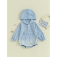thumbnail image 2 of Bagilaanoe Newborn Baby Girl Hooded Romper Sweatshirt Long Sleeve Bodysuits 3M 6M 9M 12M 18M Infant Casual Tee Tops, 2 of 8