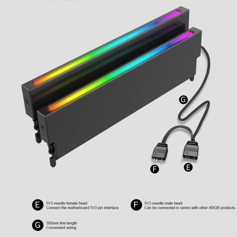 EZDIY-FAB ARGB DDR Speicher RAM Kühler,RGB DDR Kühlkörper,5V 3Pin ARGB Motherboard Sync -Schwarz-2 Pack