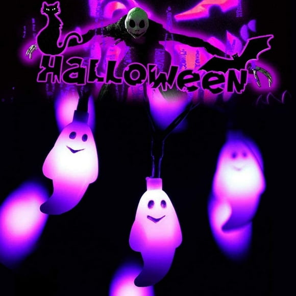 Fashionwu Solar String Lights, 21.3 Ft 30 LED Milky White Ghost LED Lights IP65 Waterproof for Halloween Outdoor Indoor Party Decor, Patio, Law, Garden, Yard