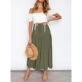 thumbnail image 6 of MOSHU High Waist Midi Skirt for Women A-Line Pleated Skirts with Pockets Flowy Dresses, 6 of 9