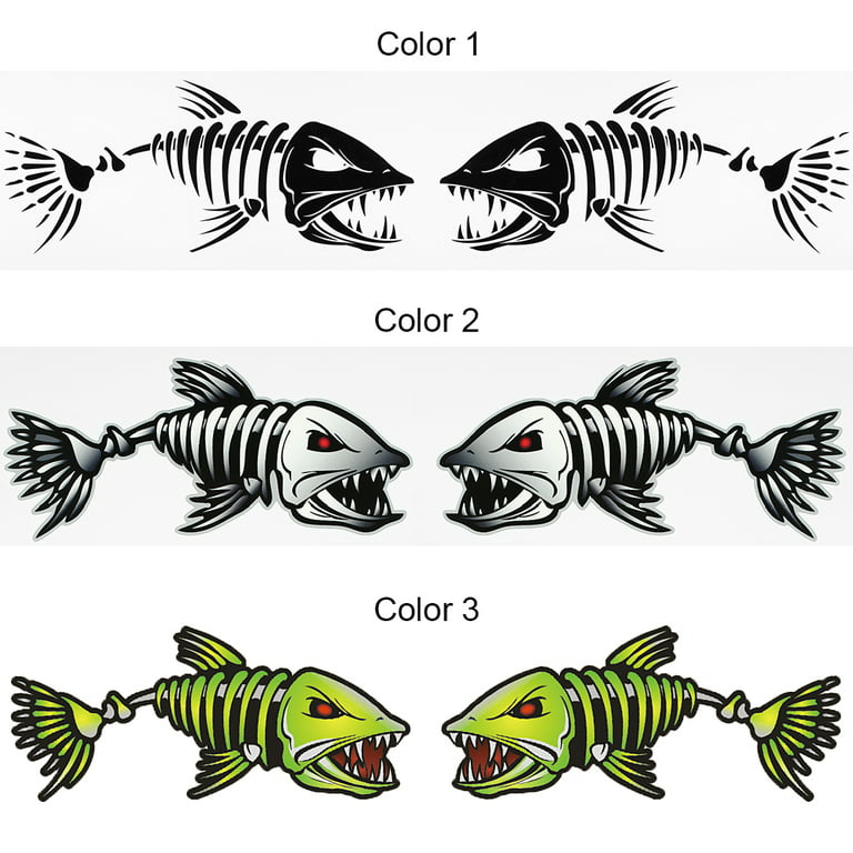 2 Pieces Fish Mouth Stickers Skeleton Fish Stickers Fishing Boat Canoe Kayak Graphics Accessories, Size: Color3