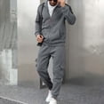 thumbnail image 6 of Stamozd Mens Sweatsuits 2 Piece Set Long Sleeve Zip Up Jacket and Cargo Pants Casual Gym Workout Track Suit Plus Size Mens Clothes Dark Gray XL, 6 of 8