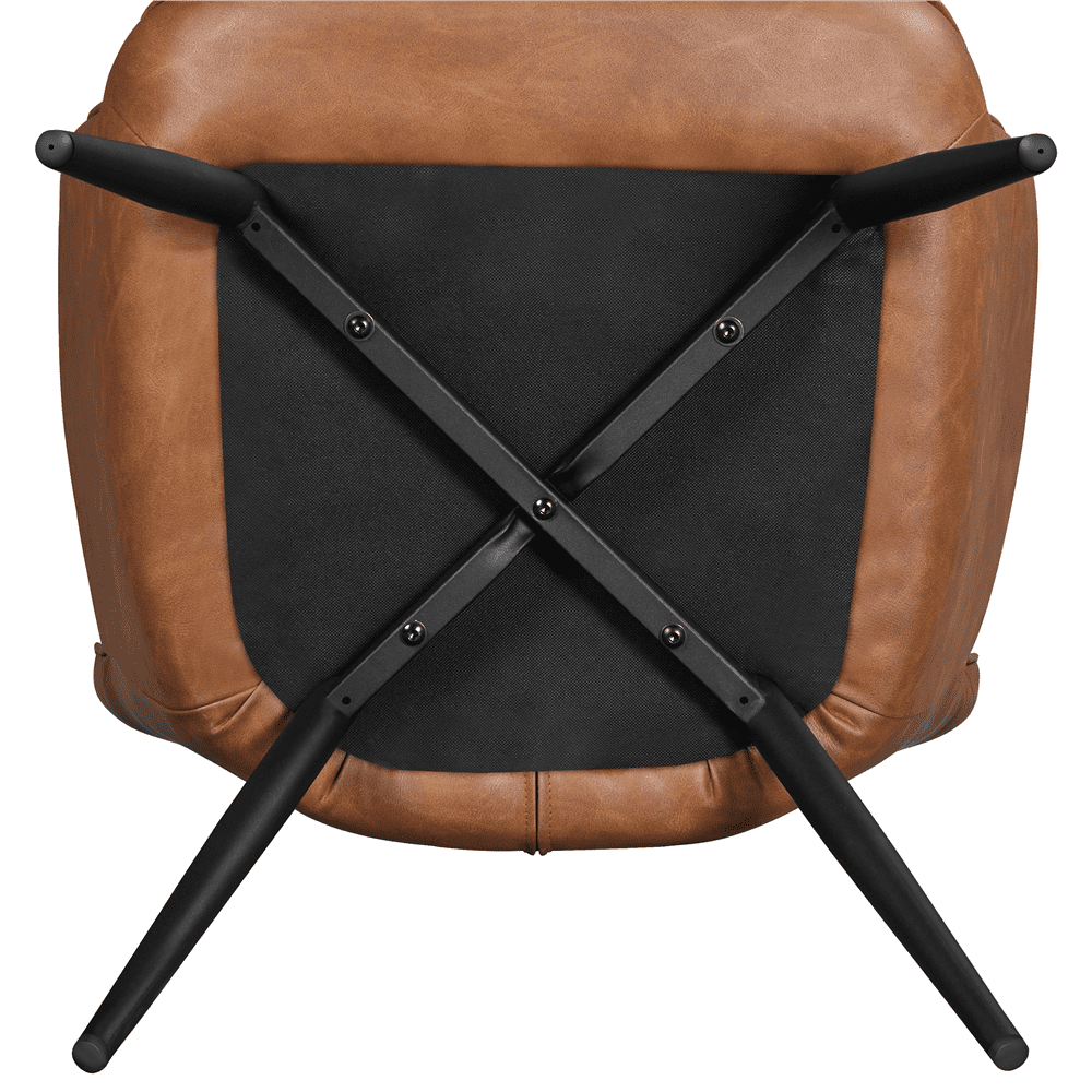 Renwick Modern Upholstered Faux Leather Accent Chair with Pleated Curved Back, Retro Brown