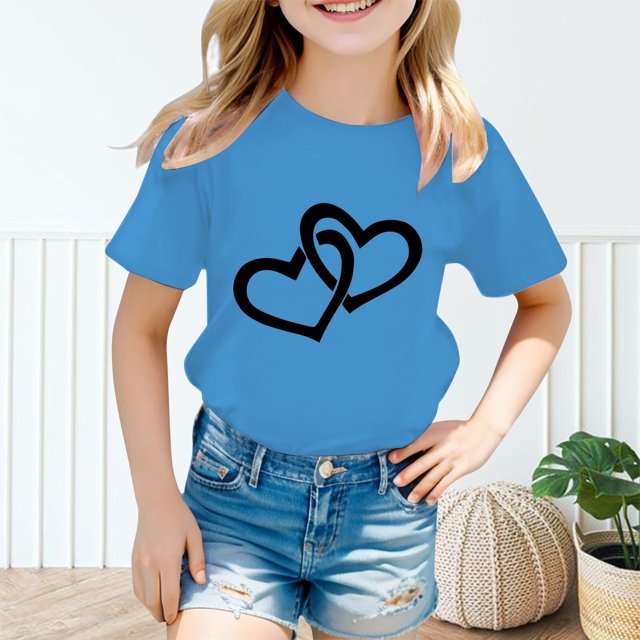 WEAIXIMIUNG T-Shirt Blanc Filles TG Enfant Filles Mignon Graphique Col Rond Manche Courte Tee Été Décontracté T-Shirt 150