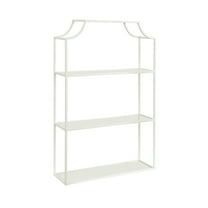 Kate and Laurel Ciel Three-Tiered Wall Shelf, 21 x 30, White, Decorative Floating Shelf Storage and Wall Organizer for Over Toilet Storage Bathroom Display