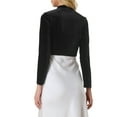 thumbnail image 3 of INSPIRE CHIC Velvet Crop Shrug for Women's Tie Front Long Sleeve Elegant Cocktail Bolero, 3 of 5