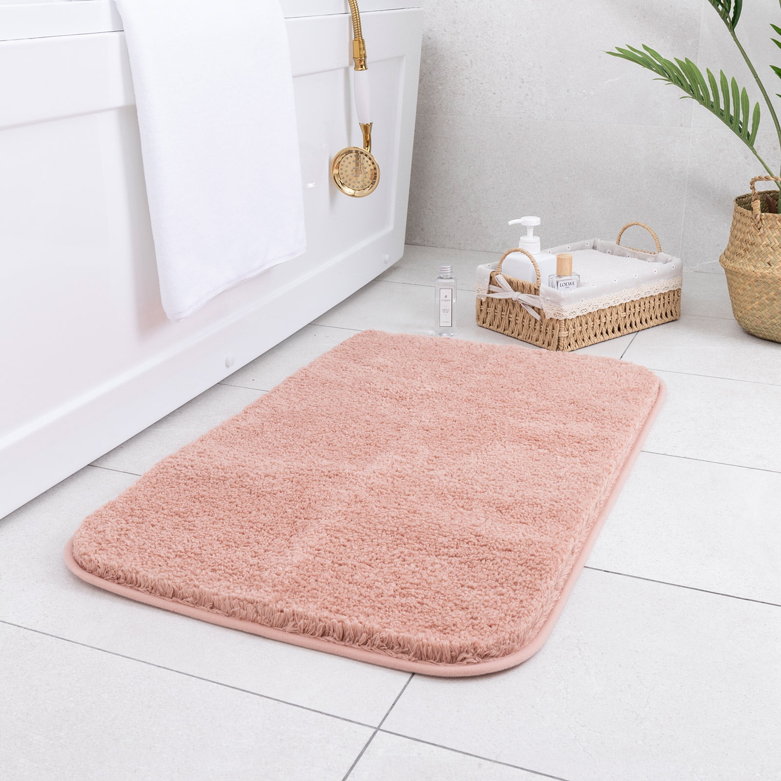 Carvapet Non-Slip Bathroom Rug Microfiber Soft Plush Bath Mat, 20'x 32', Blush