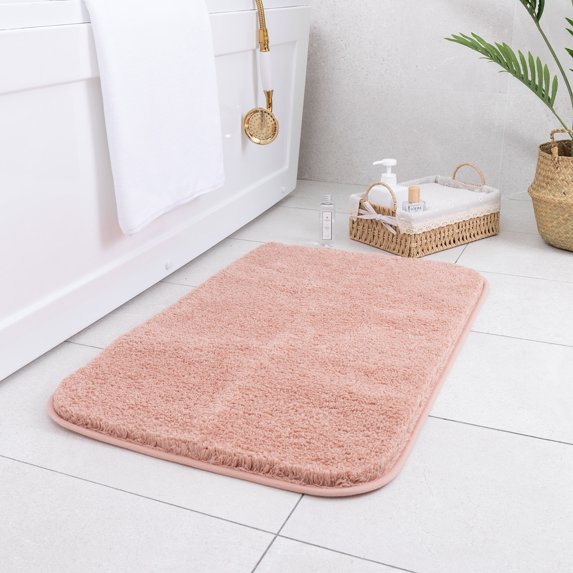 Carvapet Non-Slip Bath Mat Microfiber Soft Bathroom Mats, 20"x 32", Pink