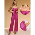 thumbnail image 2 of DARING DIVA Women's Glitter V Neck Sleeveless Spaghetti Strap Jumpsuit XS Hot Pink, 2 of 6