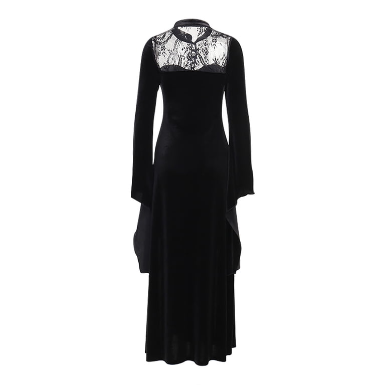 Lilgiuy Women's Trendy Long Sleeve Lace Splicing Charming Split Hollowed-Out Trumpet Sleeve Dress for Banquet - Walmart.com Lilgiuy Women's Trendy Long Sleeve Lace Splicing Charming Split Hollowed-Out Trumpet Sleeve Dress for Banquet - Walmart.com
