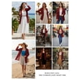 thumbnail image 6 of Fancyglim Lace Cardigan for Women Open Front Long Sleeve Sheer Lace Floral Crochet Summer Shrug Bolero Cover Up Burgundy XL, 6 of 7