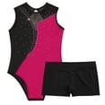 thumbnail image 3 of YONGHS Kids Girls Sleeveless Contrast Color Gymnastics Leotard Ballet Dancewear Biketard Tracksuit Hot Pink&Black 14, 3 of 7