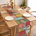 thumbnail image 3 of Table Runner 48 Inches Long for Kitchen Dining, Nautical Anchor Dresser Scarf Farmhouse, Dining Table Decorations for Wedding/Parties, Country Vintage Colorful Wooden Plank 13 x 48 In, 3 of 8