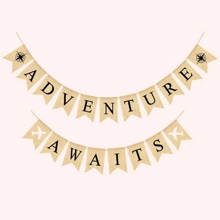 Toddmomy Going Party Pennant Banner 1Set MultiColored Linen Bunting Flag Garland For Adventure And Retirement